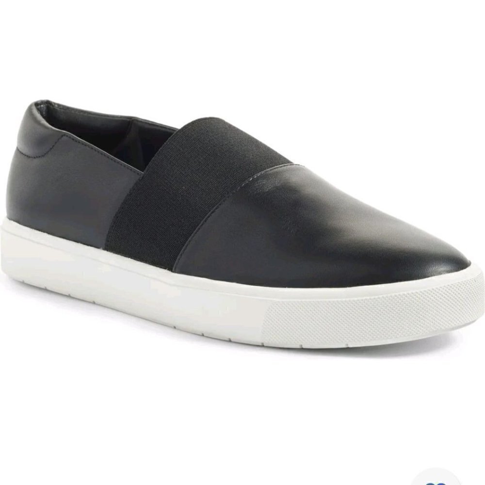 Vince Corbin Black Slip On Leather Sneakers Size 8M